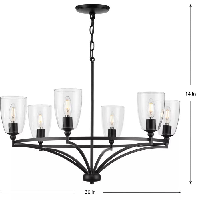 Progress Lighting 9440029731M Parkhurst 6 Light 60W Chandelier Candelabra Base Matte Black (P400297-31M)