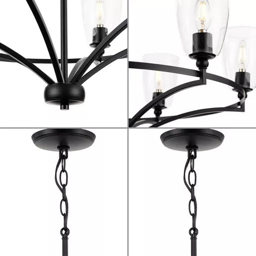 Progress Lighting 9440029731M Parkhurst 6 Light 60W Chandelier Candelabra Base Matte Black (P400297-31M)