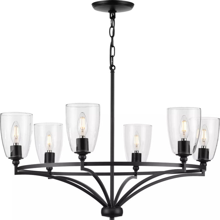 Progress Lighting 9440029731M Parkhurst 6 Light 60W Chandelier Candelabra Base Matte Black (P400297-31M)