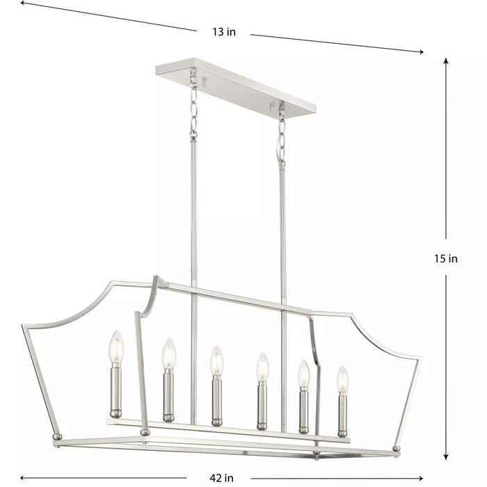 Progress Lighting 94400300009 Parkhurst 6 Light 60W Island Chandelier Candelabra Base Brushed Nickel (P400300-009)