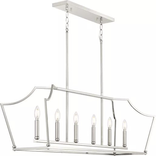 Progress Lighting 94400300009 Parkhurst 6 Light 60W Island Chandelier Candelabra Base Brushed Nickel (P400300-009)