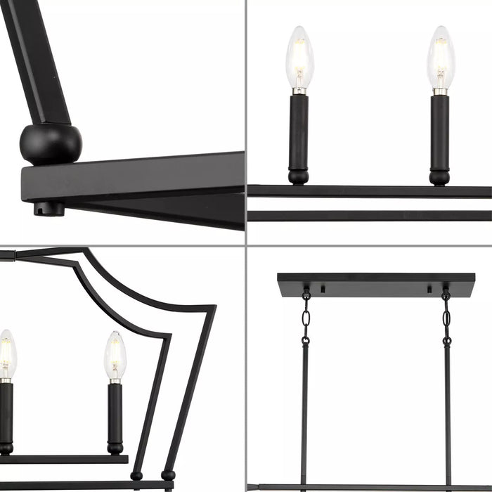 Progress Lighting 9440030031M Parkhurst 6 Light 60W Island Chandelier Candelabra Base Matte Black (P400300-31M)