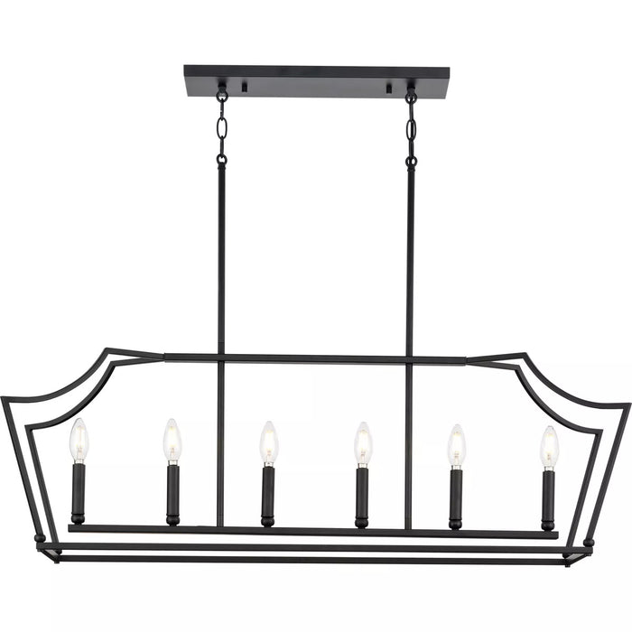 Progress Lighting 9440030031M Parkhurst 6 Light 60W Island Chandelier Candelabra Base Matte Black (P400300-31M)