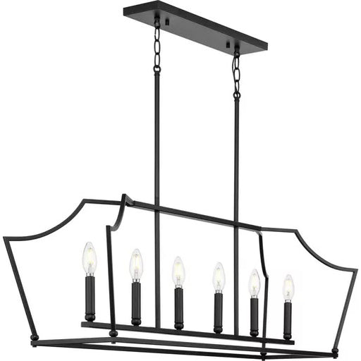 Progress Lighting 9440030031M Parkhurst 6 Light 60W Island Chandelier Candelabra Base Matte Black (P400300-31M)