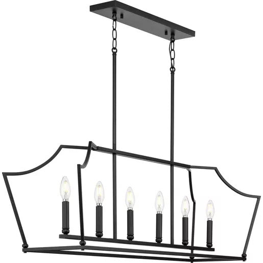 Progress Lighting 9440030031M Parkhurst 6 Light 60W Island Chandelier Candelabra Base Matte Black (P400300-31M)