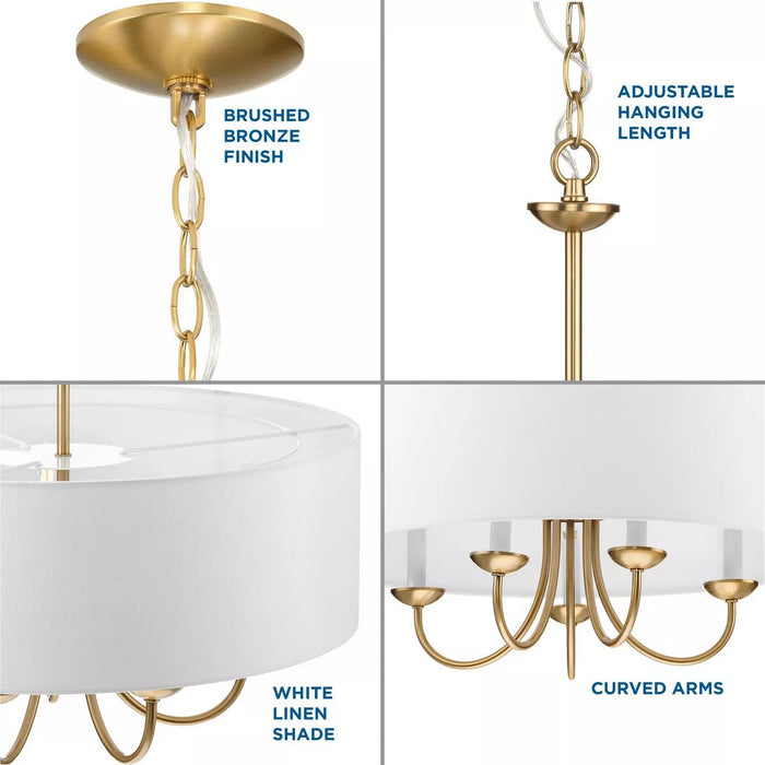 Progress Lighting 944217109 5 Light 60W Chandelier Candelabra Base Brushed Bronze (P4217-109)