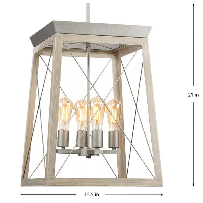 Progress Lighting 94500178141 Briarwood 4 Light 60W Hall And Foyer Light Medium Base Galvanized Finish (P500178-141)