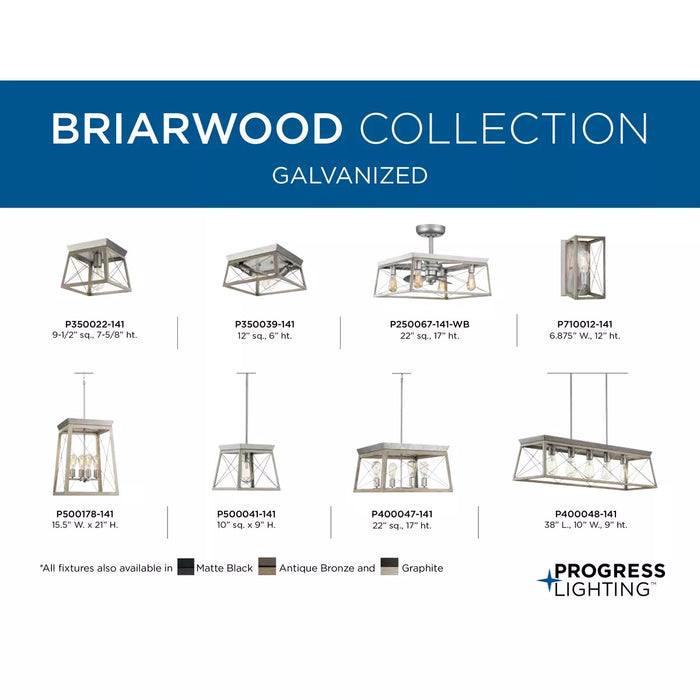 Progress Lighting 94500178141 Briarwood 4 Light 60W Hall And Foyer Light Medium Base Galvanized Finish (P500178-141)