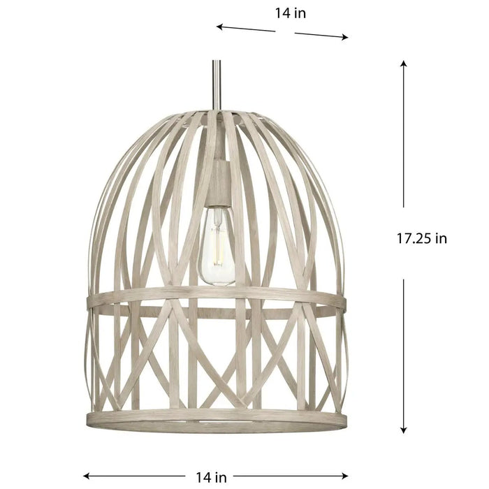 Progress Lighting 94500343185 Chastain 1 Light 60W Pendant Medium Base Bleached Oak (Painted) (P500343-185)