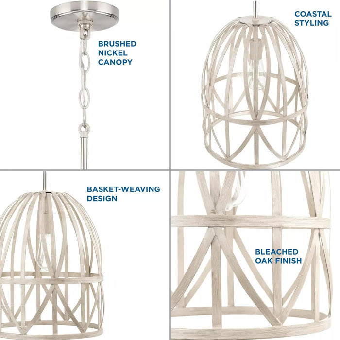 Progress Lighting 94500343185 Chastain 1 Light 60W Pendant Medium Base Bleached Oak (Painted) (P500343-185)