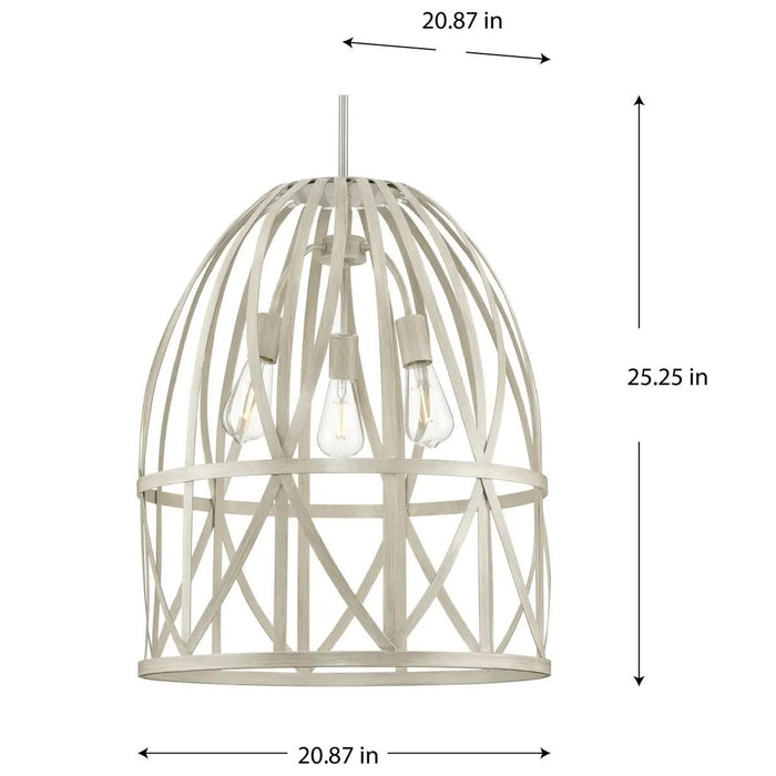 Progress Lighting 94500344185 Chastain 3 Light 60W Pendant Medium Base Bleached Oak (Painted) (P500344-185)
