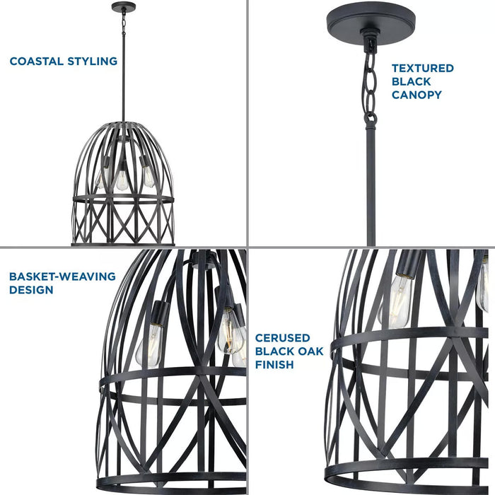 Progress Lighting 94500344187 Chastain 3 Light 60W Pendant Medium Base 	Cerused Black Oak (P500344-187)