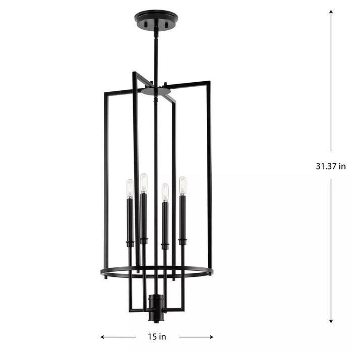 Progress Lighting 9450036331M Elara 4 Light 60W Hall And Foyer Light Candelabra Base Matte Black (P500363-31M)