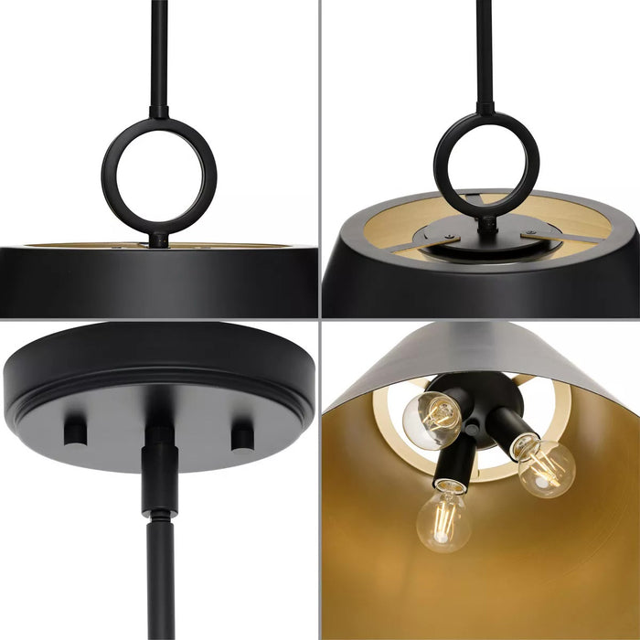 Progress Lighting 9450036831M Parkhurst 3 Light 60W Pendant Medium Base Matte Black (P500368-31M)