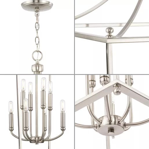 Progress Lighting 94500371009 Parkhurst 8 Light 60W Hall And Foyer Light Candelabra Base Brushed Nickel (P500371-009)