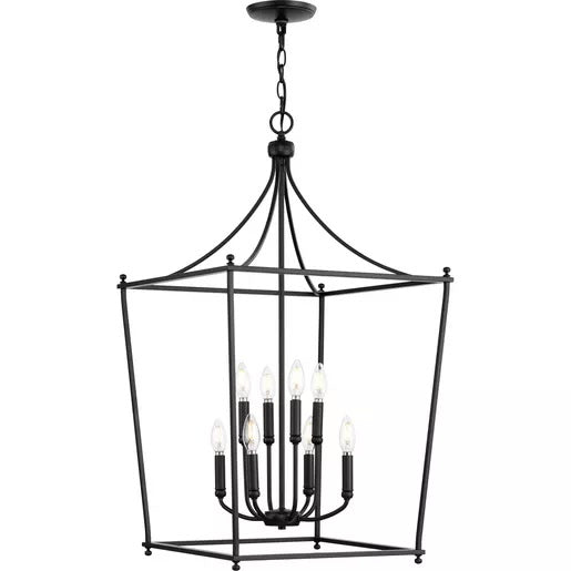 Progress Lighting 9450037131M Parkhurst 8 Light 60W Hall And Foyer Light Candelabra Base Matte Black (P500371-31M)