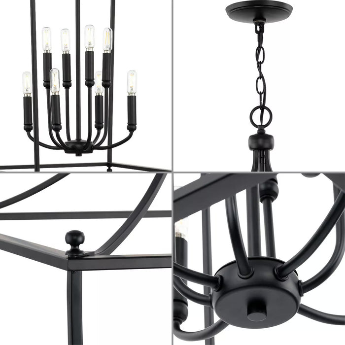 Progress Lighting 9450037131M Parkhurst 8 Light 60W Hall And Foyer Light Candelabra Base Matte Black (P500371-31M)