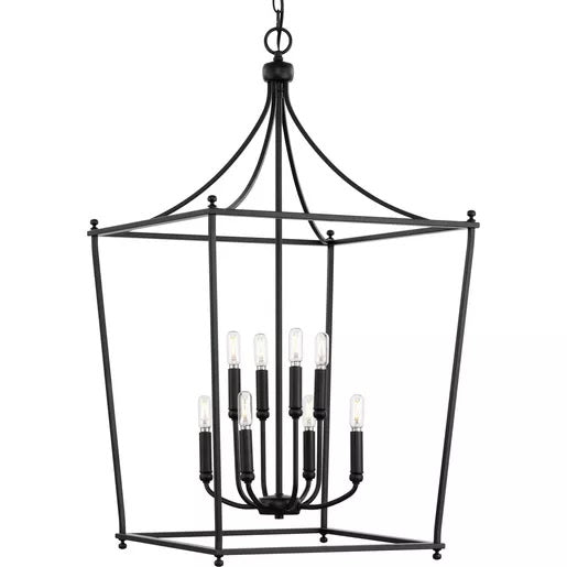 Progress Lighting 9450037131M Parkhurst 8 Light 60W Hall And Foyer Light Candelabra Base Matte Black (P500371-31M)