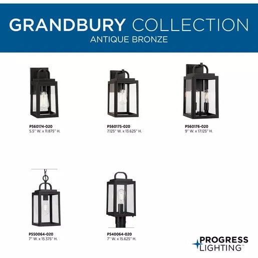 Progress Lighting 94540064020 Grandbury 1 Light 75W Outdoor Post Lantern Medium Base Antique Bronze (P540064-020)