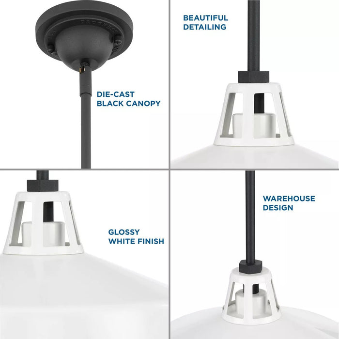 Progress Lighting 94550116030 Cedar Springs 1 Light 100W Outdoor Pendant Medium Base White (P550116-030)