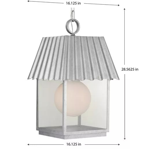 Progress Lighting 94550117141 Point Dume-Hook Pond 1 Light 100W Hanging Lantern Medium Base Galvanized Finish (P550117-141)