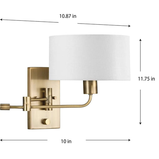Progress Lighting 94710104163 Carrick 1 Light Medium Base 60W Wall Light Medium Base Vintage Brass (P710104-163)