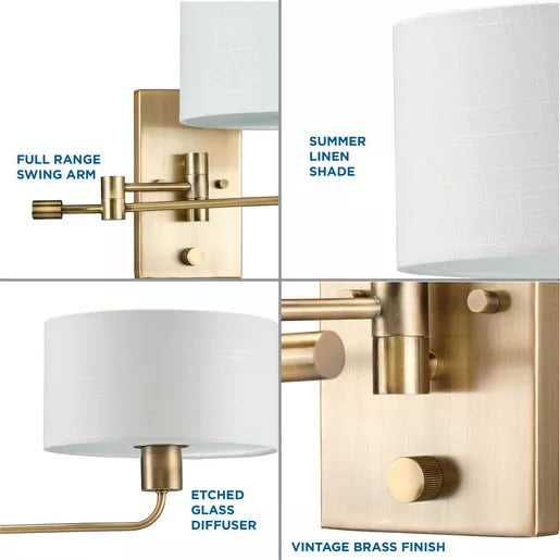 Progress Lighting 94710104163 Carrick 1 Light Medium Base 60W Wall Light Medium Base Vintage Brass (P710104-163)