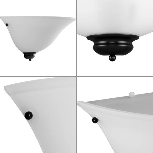 Progress Lighting 94715331W Opal Glass 1 Light Medium Base 60W Wall Sconce Medium Base Black (P7153-31W)