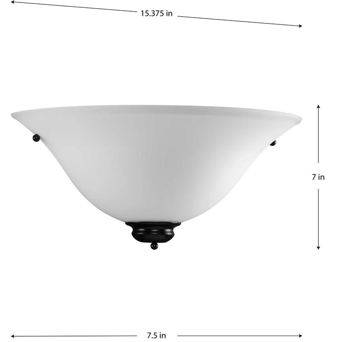 Progress Lighting 94715331W Opal Glass 1 Light Medium Base 60W Wall Sconce Medium Base Black (P7153-31W)
