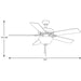 Progress Lighting AirPro Collection 52 Inch Five-Blade Ceiling fan With White Etched Light Kit 3000K (P2599-129)