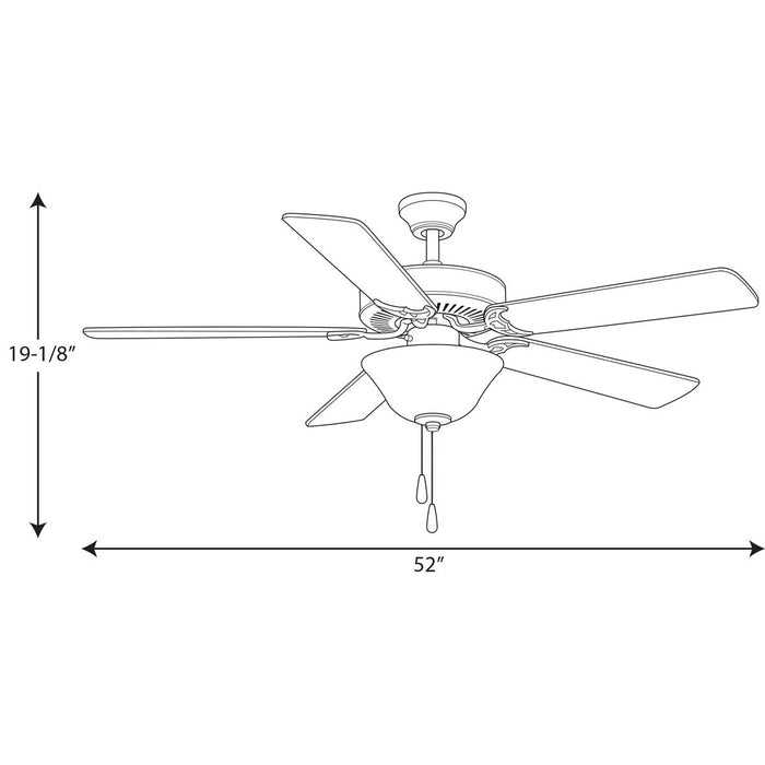 Progress Lighting AirPro Collection 52 Inch Five-Blade Ceiling fan With White Etched Light Kit 3000K (P2599-30)