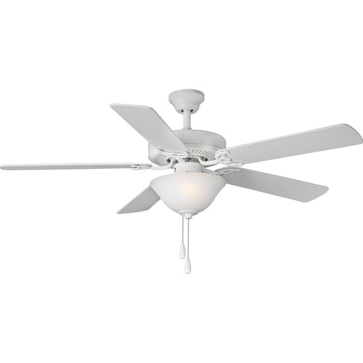 Progress Lighting AirPro Collection 52 Inch Five-Blade Ceiling fan With White Etched Light Kit 3000K (P2599-30)