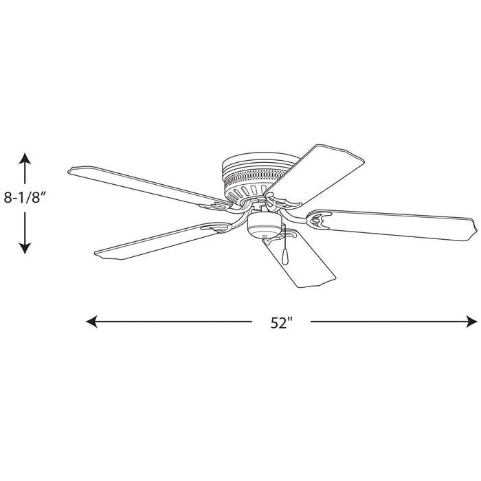 Progress Lighting AirPro Collection 52 Inch Five-Blade Hugger Ceiling Fan (P2525-09)