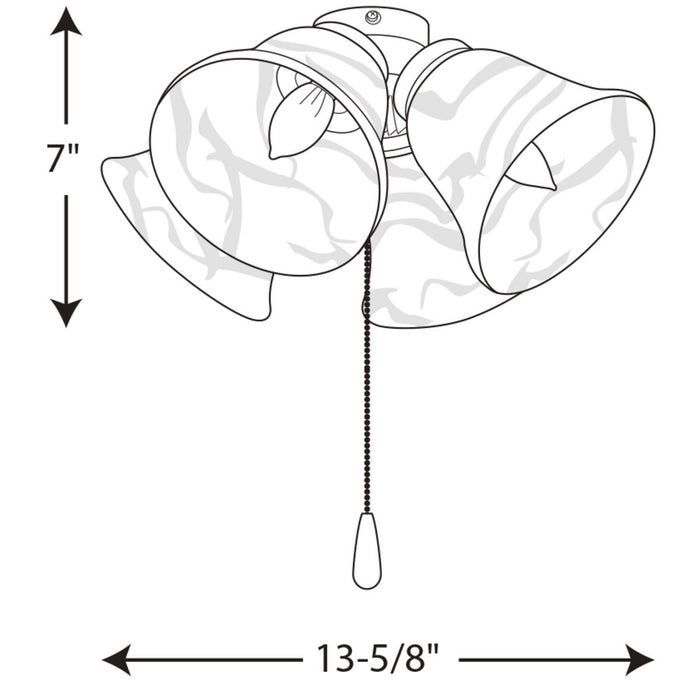 Progress Lighting AirPro Collection Four-Light Ceiling Fan Light 3000K (P2643-20WB)