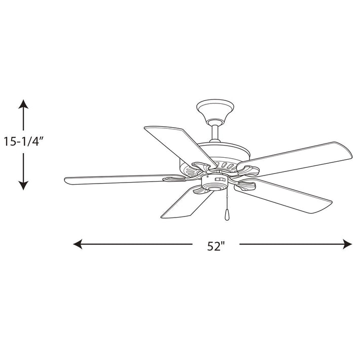 Progress Lighting AirPro Collection Performance 52 Inch Five-Blade Ceiling Fan (P2503-30W)