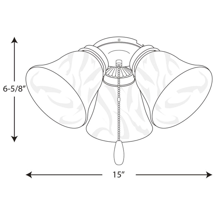 Progress Lighting AirPro Collection Three-Light Ceiling Fan Light 3000K (P2600-30WB)