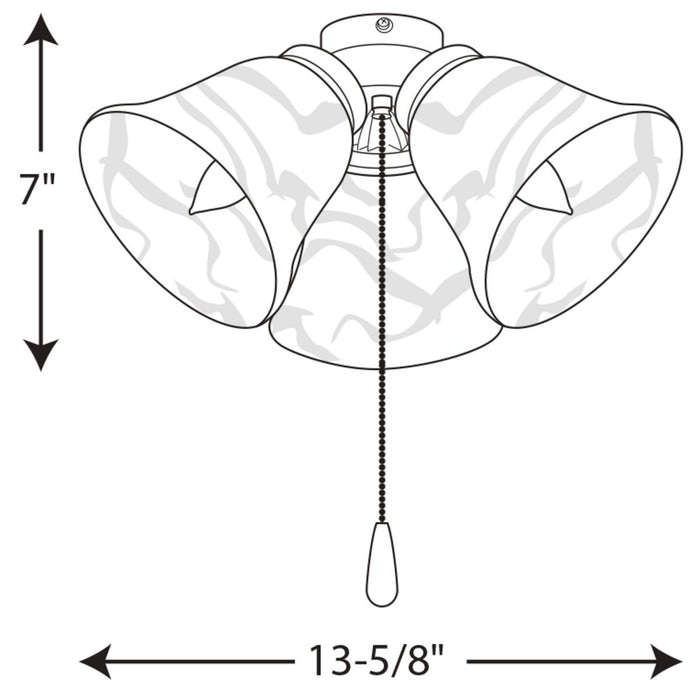 Progress Lighting AirPro Collection Three-Light Ceiling Fan Light 3000K (P2642-09WB)