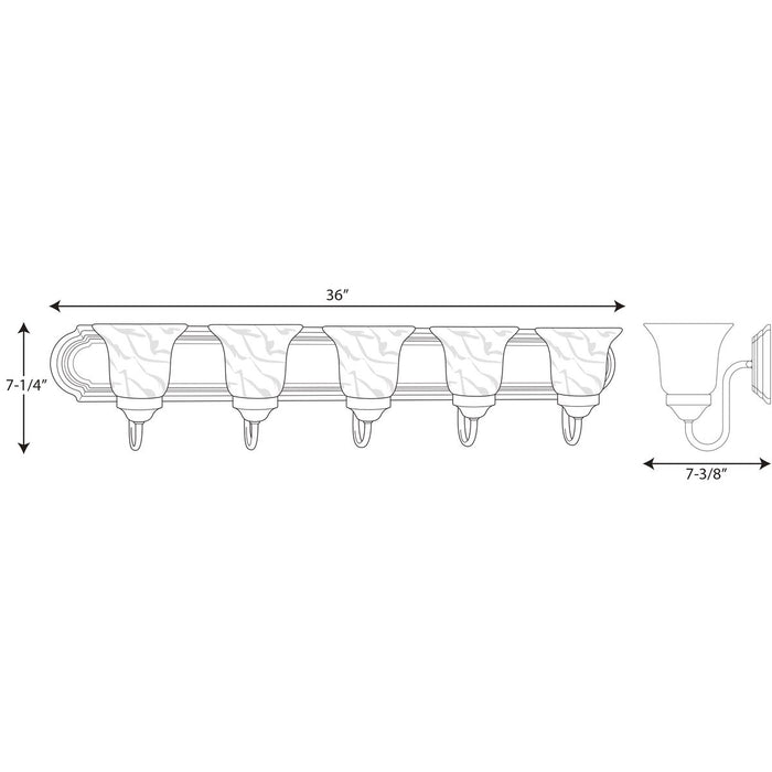 Progress Lighting Alabaster Glass Five-Light Bath And Vanity (P3055-09)