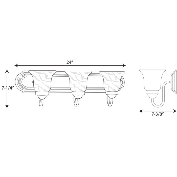 Progress Lighting Alabaster Glass Three-Light Bath And Vanity (P3053-09)