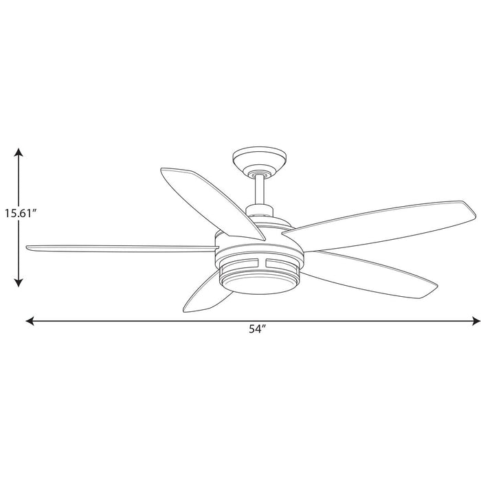 Progress Lighting Albin Collection 54 Inch Indoor/Outdoor Five-Blade Black Ceiling Fan 3000K (P250036-031-30)