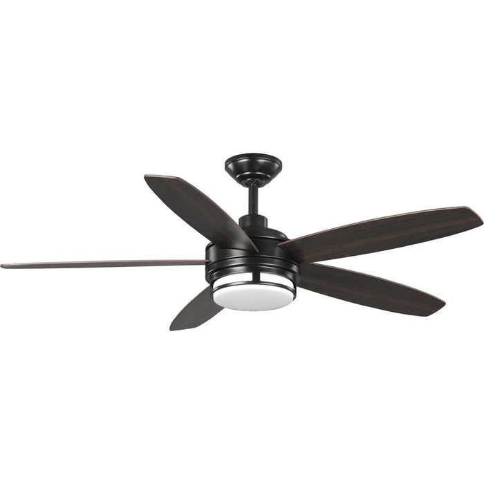 Progress Lighting Albin Collection 54 Inch Indoor/Outdoor Five-Blade Black Ceiling Fan 3000K (P250036-031-30)