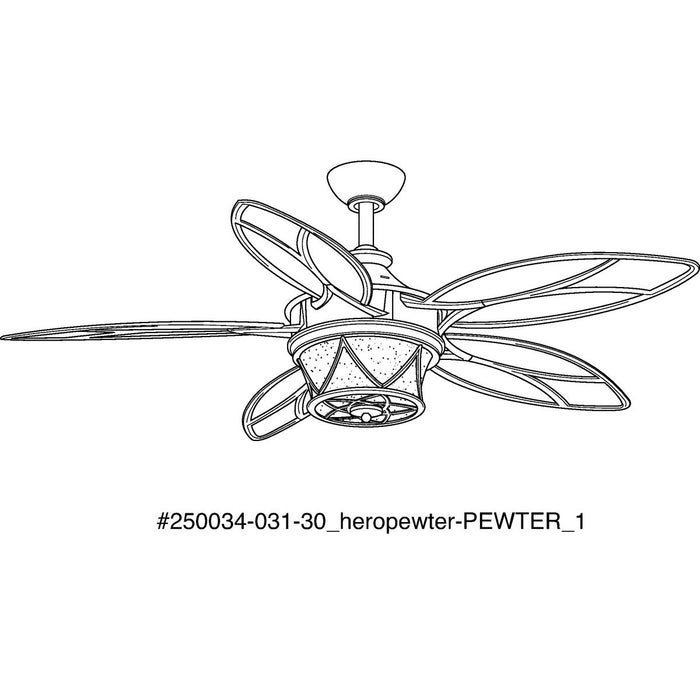 Progress Lighting Alfresco Collection 54 Inch Indoor/Outdoor Five-Blade Architectural Bronze Ceiling Fan 2700K (P250034-129-WB)