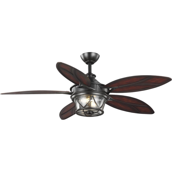 Progress Lighting Alfresco Collection 54 Inch Indoor/Outdoor Five-Blade Architectural Bronze Ceiling Fan 2700K (P250034-129-WB)