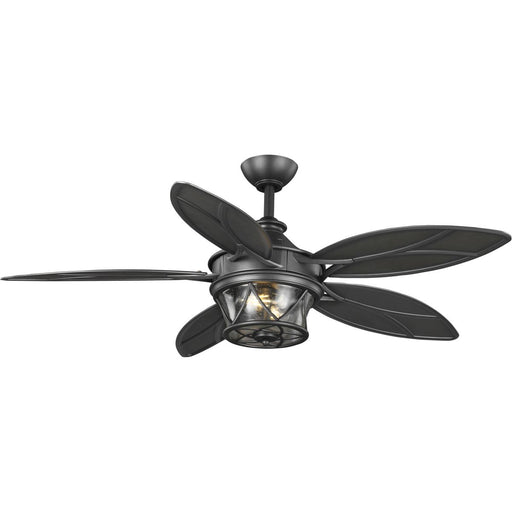 Progress Lighting Alfresco Collection 54 Inch Indoor/Outdoor Five-Blade Blistered Iron Ceiling Fan 2700K (P250034-171-WB)