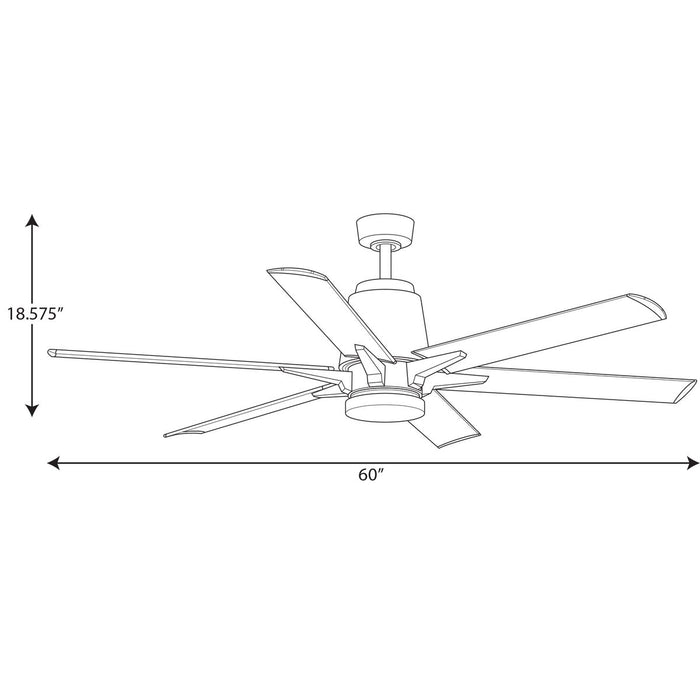 Progress Lighting Arlo Collection 60 Inch Indoor/Outdoor Six-Blade Brushed Nickel Ceiling Fan 3000K (P250026-009-30)