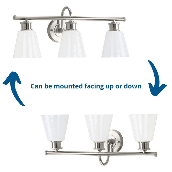 Progress Lighting Ashford Collection 3 Light 100W Medium Base Bath And Vanity Fixture (P300316-009)