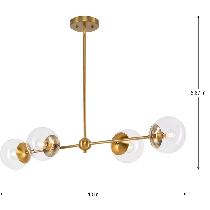 Progress Lighting Atwell Collection 60W Four-Light Linear Chandelier Brushed Bronze (P400326-109)