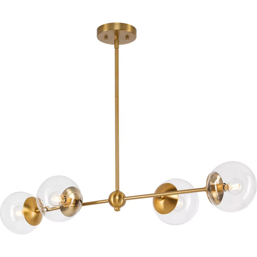 Progress Lighting Atwell Collection 60W Four-Light Linear Chandelier Brushed Bronze (P400326-109)