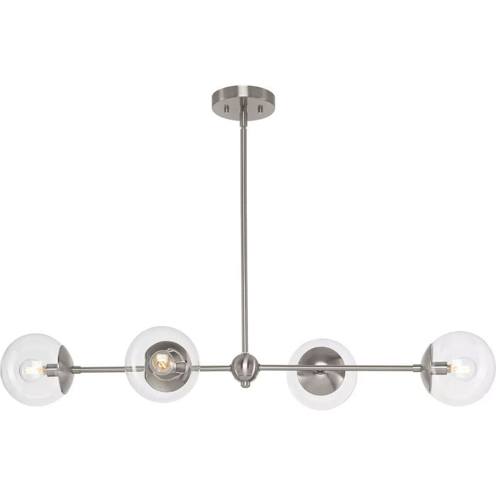 Progress Lighting Atwell Collection 60W Four-Light Linear Chandelier Brushed Nickel (P400326-009)