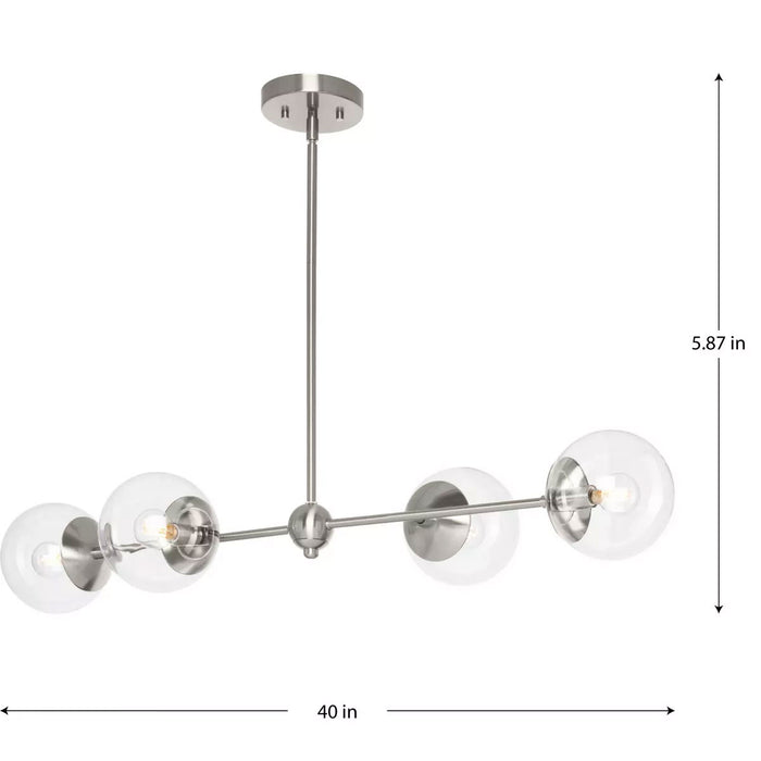 Progress Lighting Atwell Collection 60W Four-Light Linear Chandelier Brushed Nickel (P400326-009)